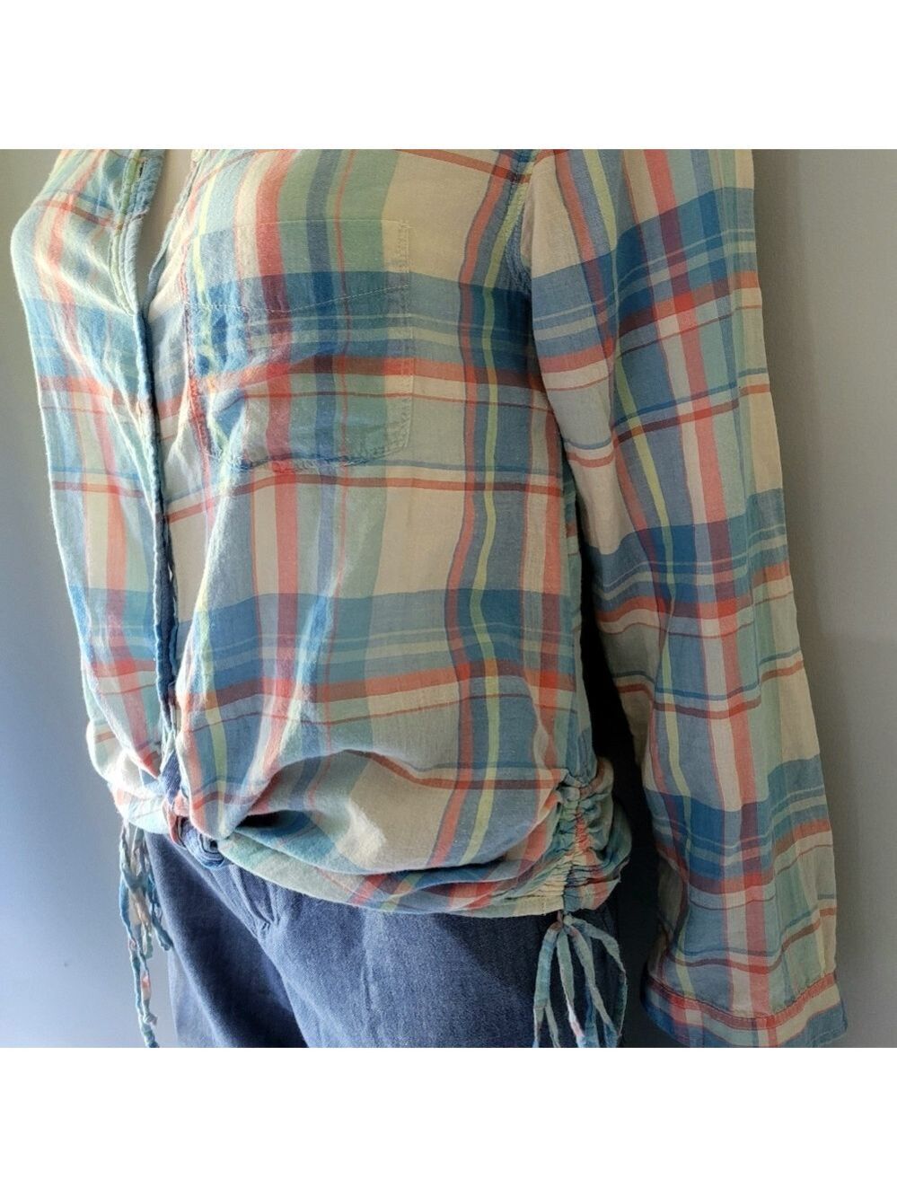 Aerie Women's Cotton Plaid Button Down Shirt Size M